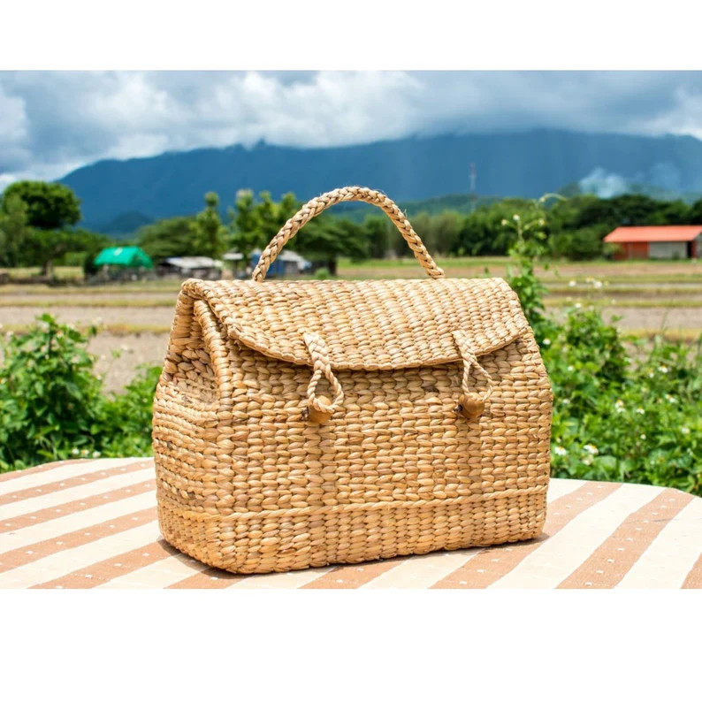 Handwoven Water Hyacinth Beach Bag: Large Straw Tote | Etsy (Global)