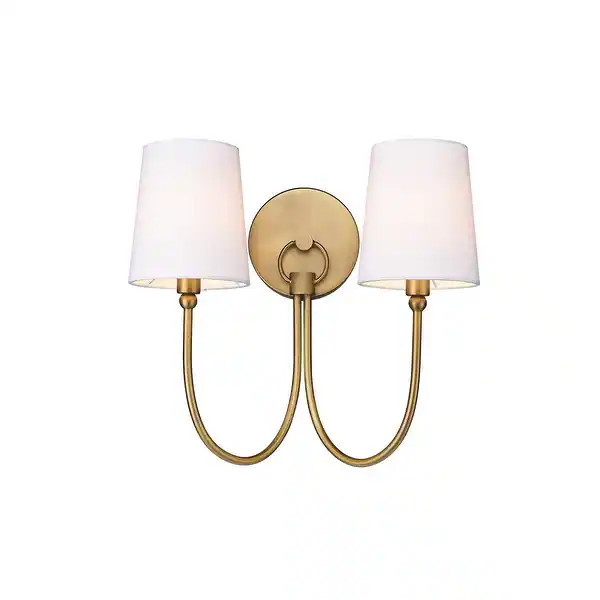 Traditional Rustic 2-Light Sconce in Aged Brass With Shade - Bed Bath & Beyond - 36178820 | Bed Bath & Beyond