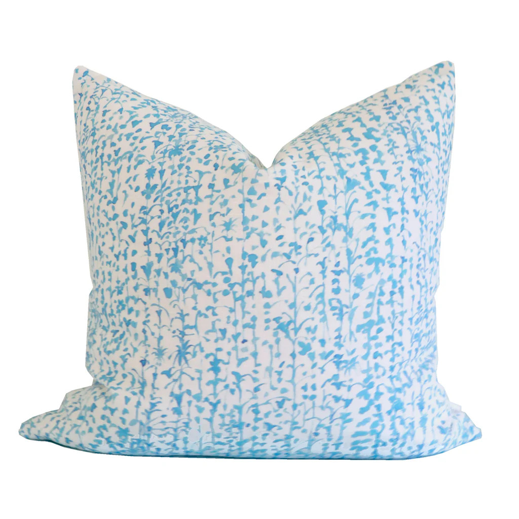 "Jessamine" in Blue Pillow Cover for Lo Home x Junior Sandler | Lo Home by Lauren Haskell Designs