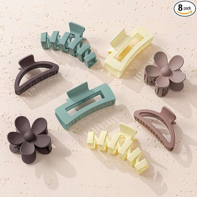 8PCS Hair Clips for Women, Flower Claw Clips for Thick Hair, Non-Slip Hair Accessories with Multi... | Amazon (US)