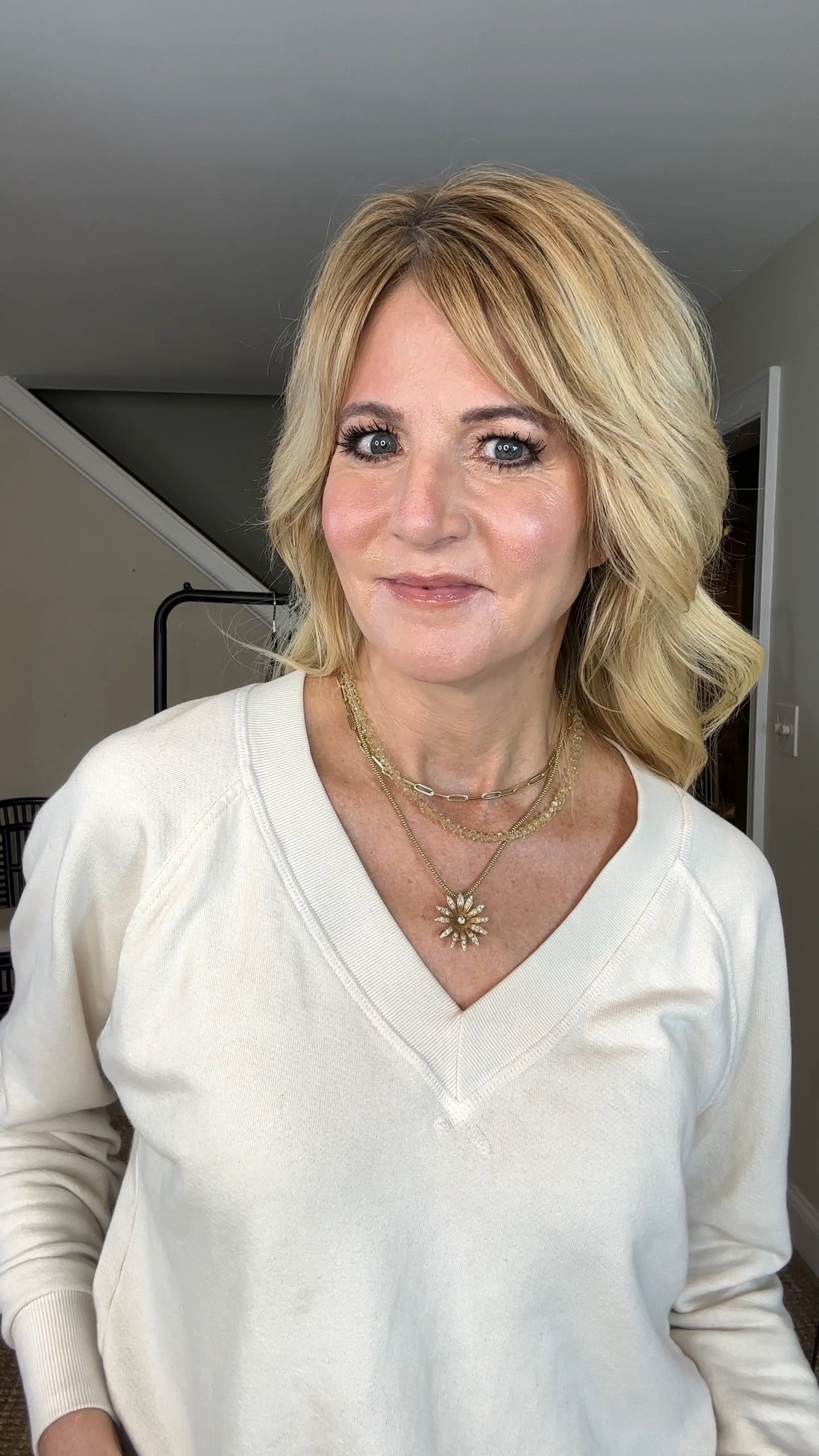 Here are easy suggestions for getting the layered look.

1) Start with your main core piece that you want to be the focal point.
2) Add a shorter piece that sits closer to the neck.
3) Add a necklace that layers in between these two pieces. 

Once you have the foundation of these 3 pieces, you can leave it as is, or keep adding pieces. Think about mixing different textures, different metals (perfectly fine to mix silver & gold), and mixing costume jewelry with fine jewelry. 

Susan Shaw makes great statement pieces at reasonable prices, as well as Mignonne Gavigon. And if you don’t want to think about it you can buy a layered piece that’s all one necklace from Artisan Joyeria. And Etsy is a great option for other layering pieces  

#LTKover40 #LTKstyletip #LTKVideo