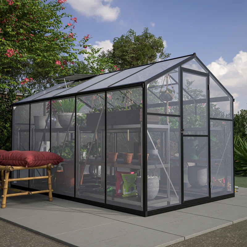 Thanaddo Polycarbonate Aluminum Frame Greenhouse With Ventilation And Rain Gutter Walk In Greenho... | Wayfair North America