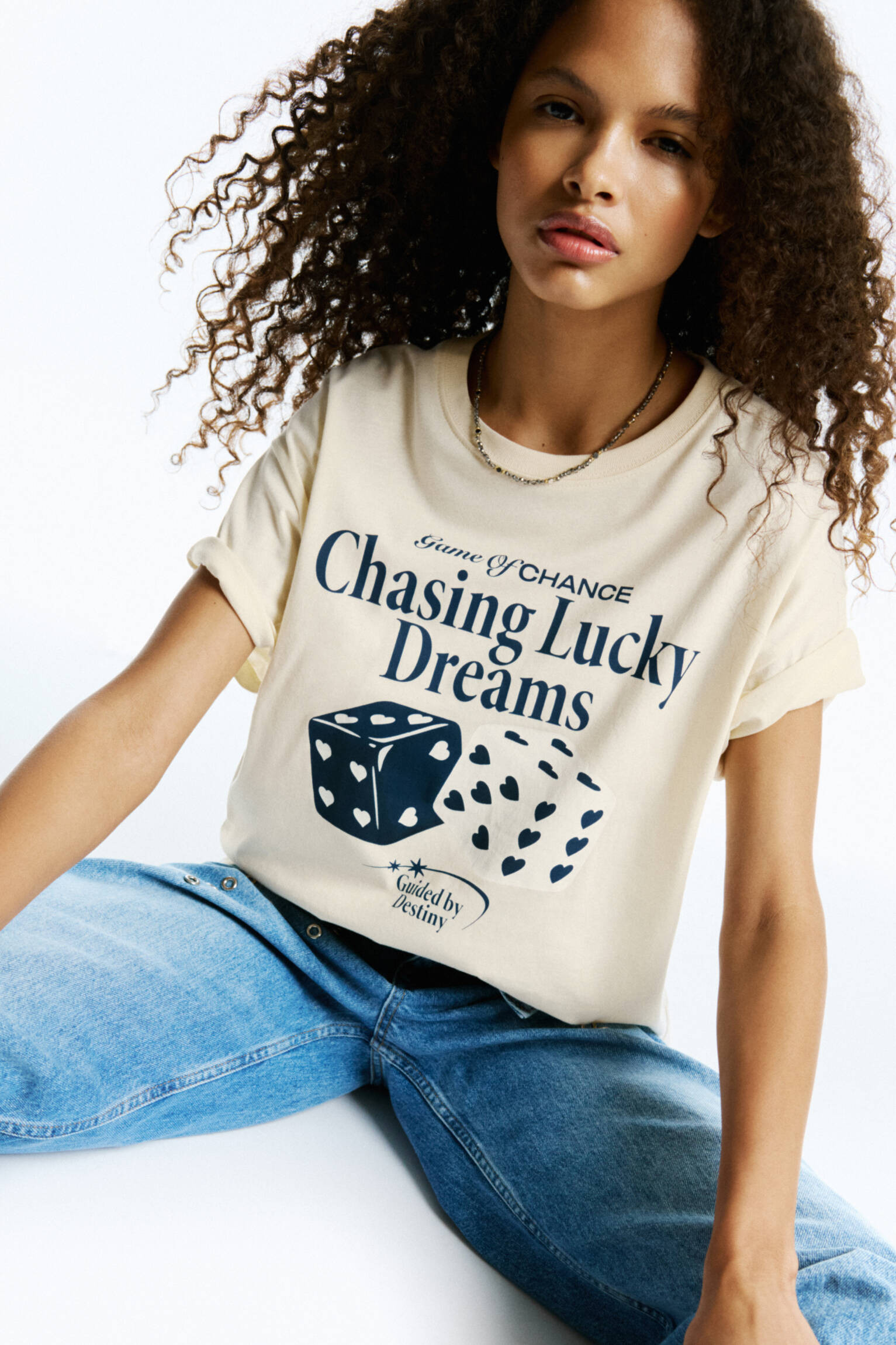 Luck graphic T-shirt | PULL and BEAR UK