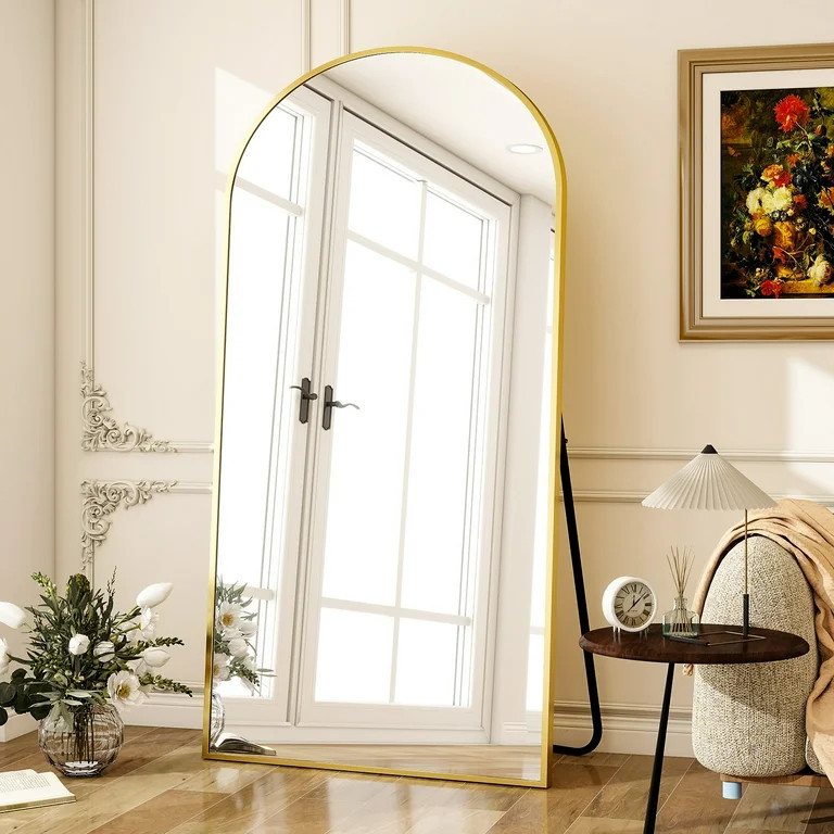 BEAUTYPEAK 77"x39" Arch Full Length Mirror Oversized Floor Mirrors for Standing Leaning, Gold | Walmart (US)