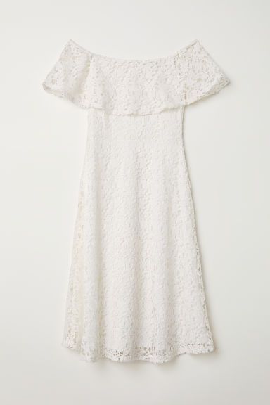 H & M - Lace Off-the-shoulder Dress - White | H&M (US + CA)
