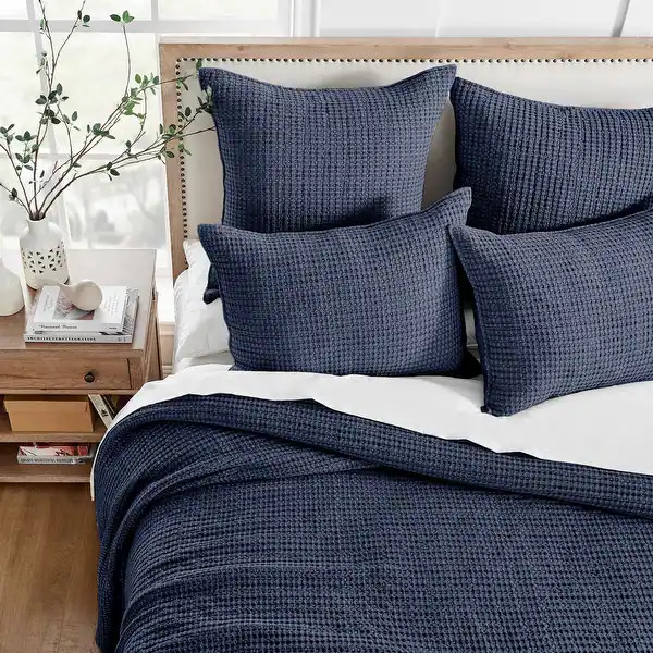 Mills Waffle Navy Full/Queen Quilt Set - Levtex Home - Twin - Twin XL | Bed Bath & Beyond