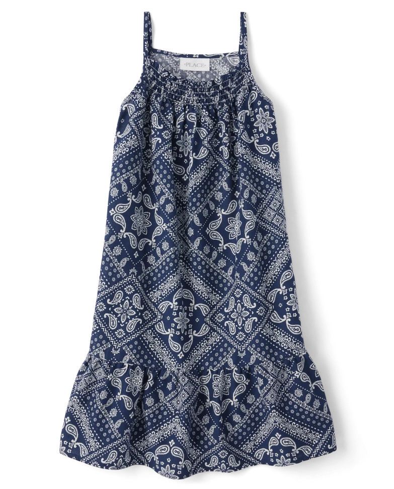 Girls Matching Family Bandana Ruffle Dress - tidal | The Children's Place