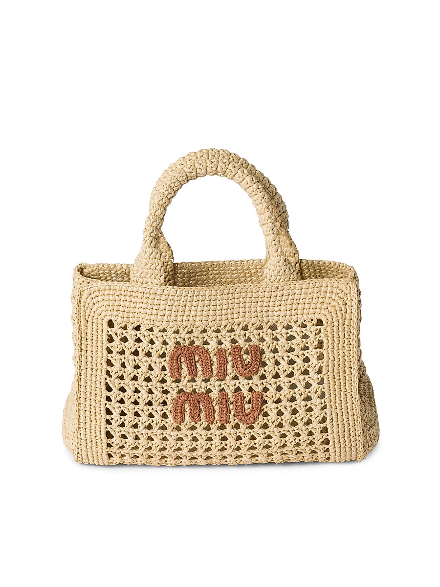 Women's Raffia-Effect Woven Top Handle Bag - Beige Khaki | Saks Fifth Avenue