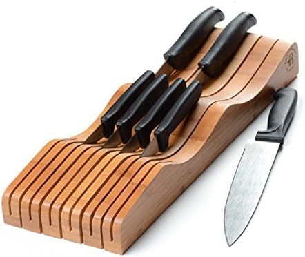 Bamboo In-Drawer Knife Block - Wood Drawer Knife Organizer - Holds 10-15 Knives (Not Included) - ... | Amazon (US)