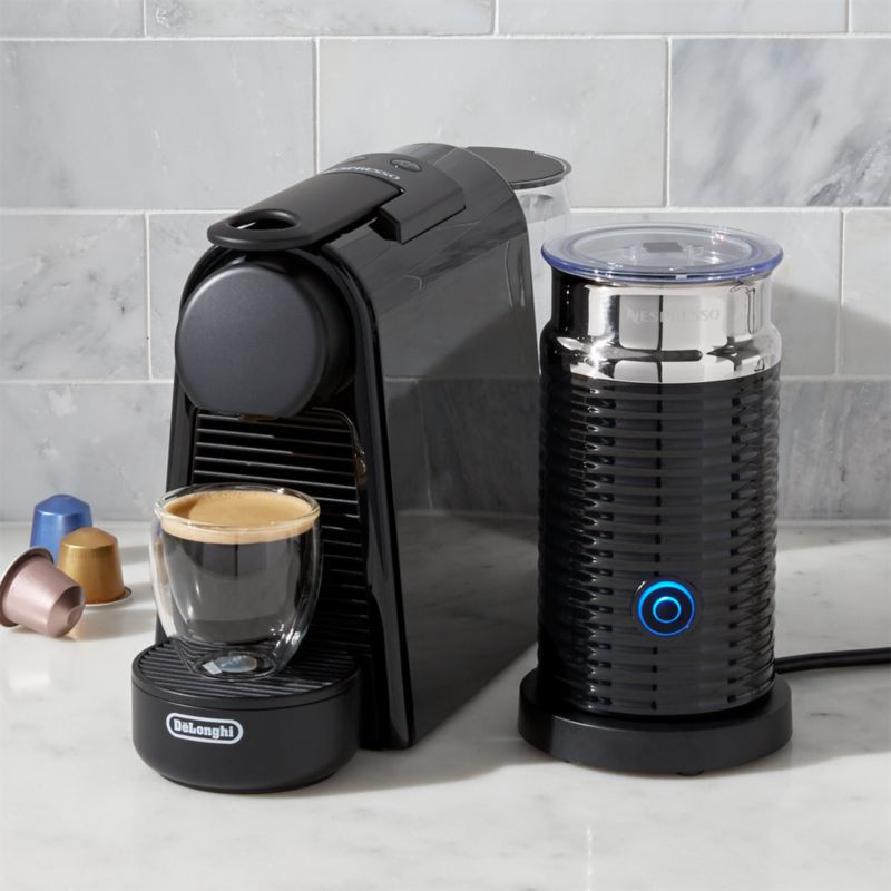 Nespresso by De'Longhi Essenza Mini Black Espresso Maker Bundle | Crate and Barrel | Crate & Barrel