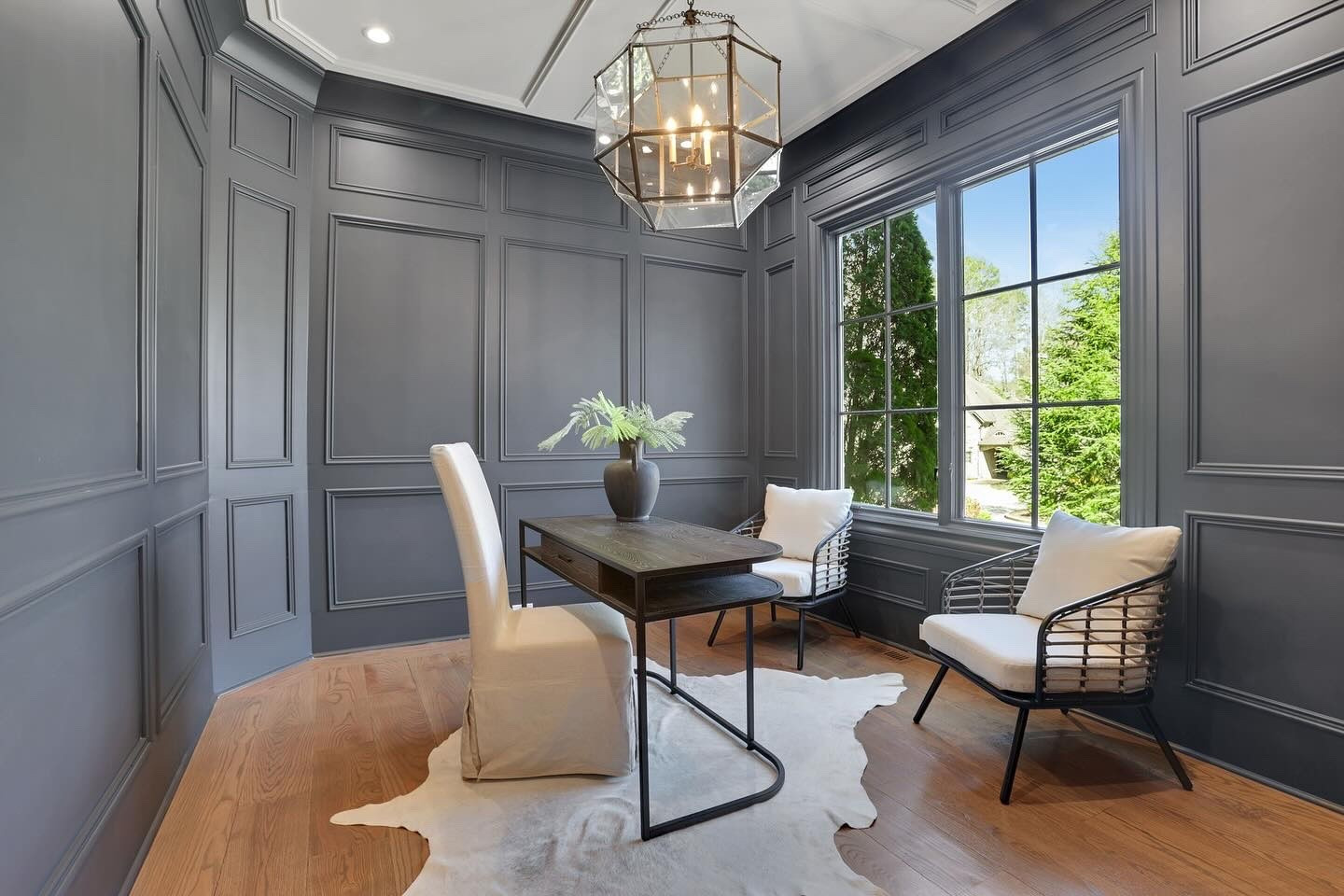 A big transformation that brought this space to life.
What was once simple wood paneling is now a sophisticated, light-filled room — rich in color, texture, and timeless charm. ✨ This pendant is the star of the show. 

#DesignDetails #ElegantInteriors #CustomMillwork #TransitionalDesign #SophisticatedSpaces #SBSDesignsAtl

#LTKStyleTip #LTKHome