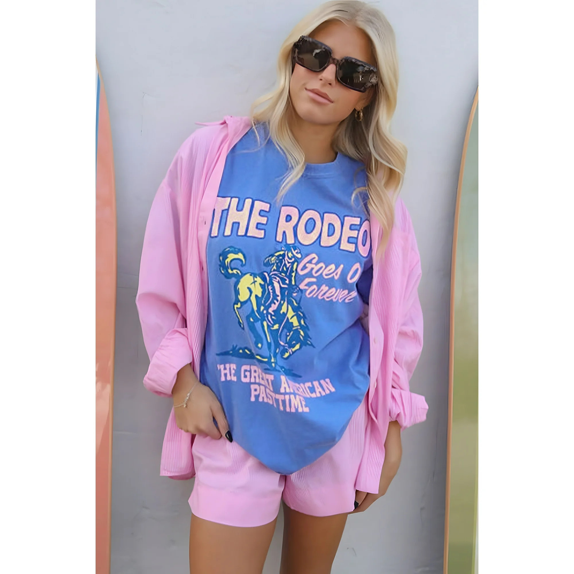 Women's Sky Blue Rodeo Forever Western Graphic Tee - Casual and Comfortable - [ZhiHiMeRi] | (US 1... | Walmart (US)