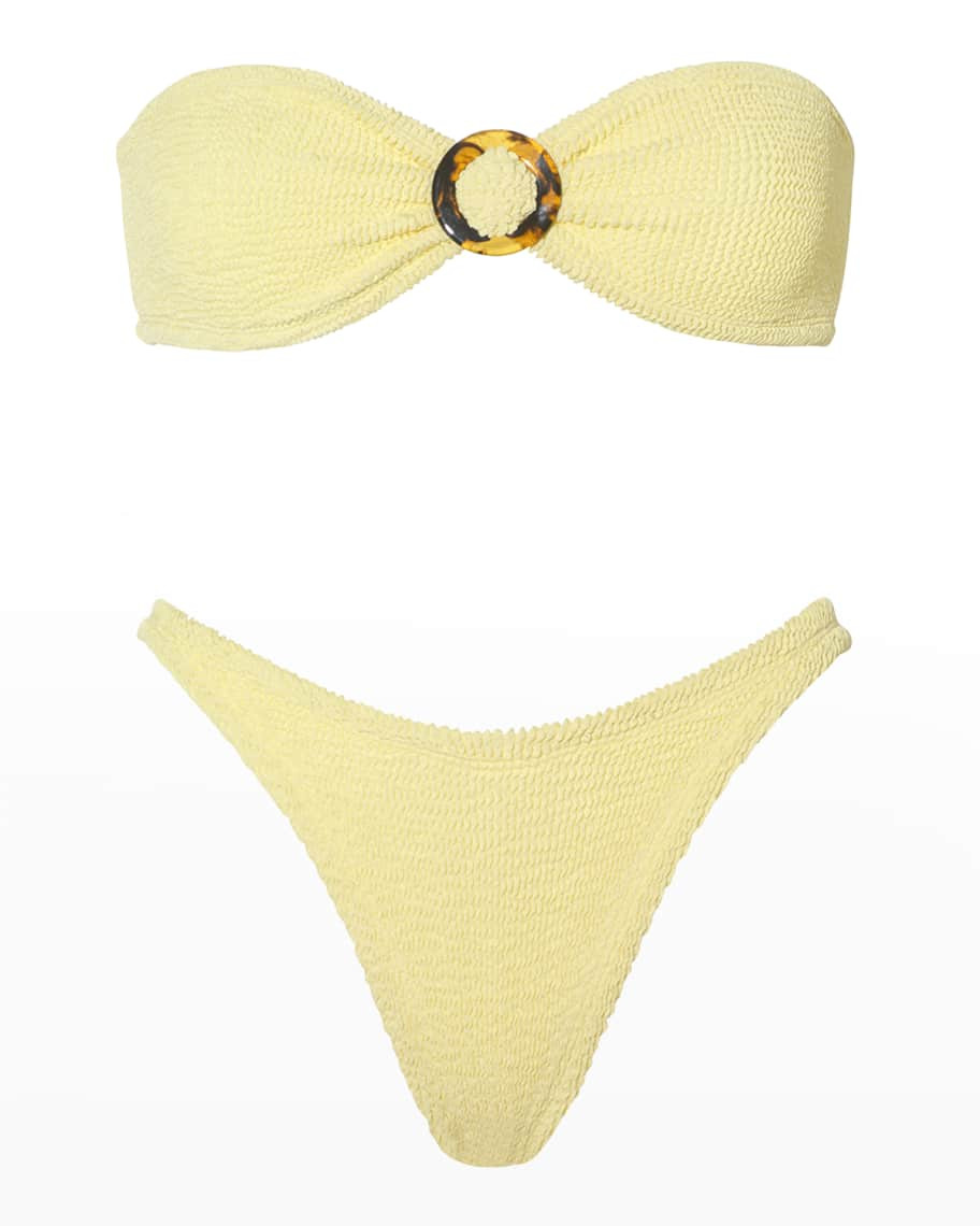 Hunza G Flora Crinkle Two-Piece Bikini Set (One Size) | Neiman Marcus