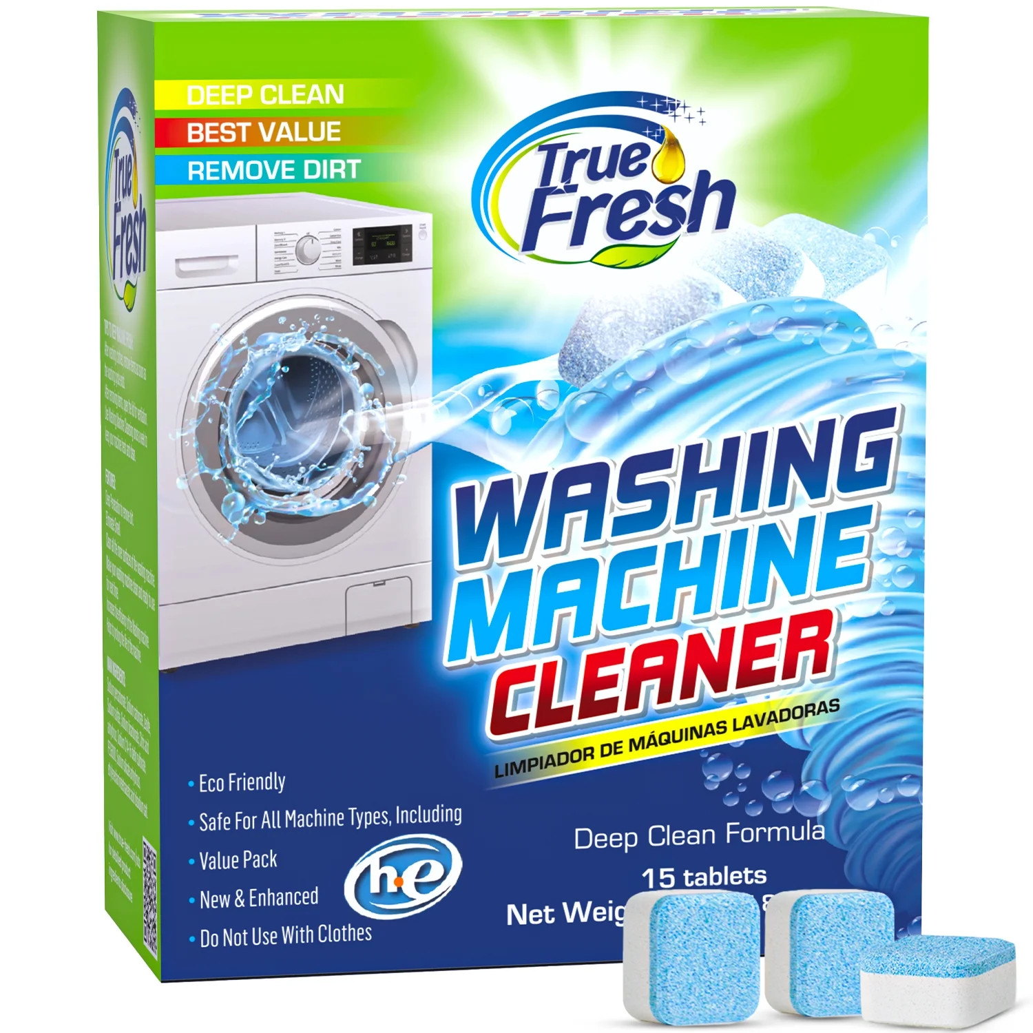 True Fresh Washing Machine Cleaning Tablets 15 Pack, Washer Machine Cleaner Tablets, Washer Clean... | Walmart (US)