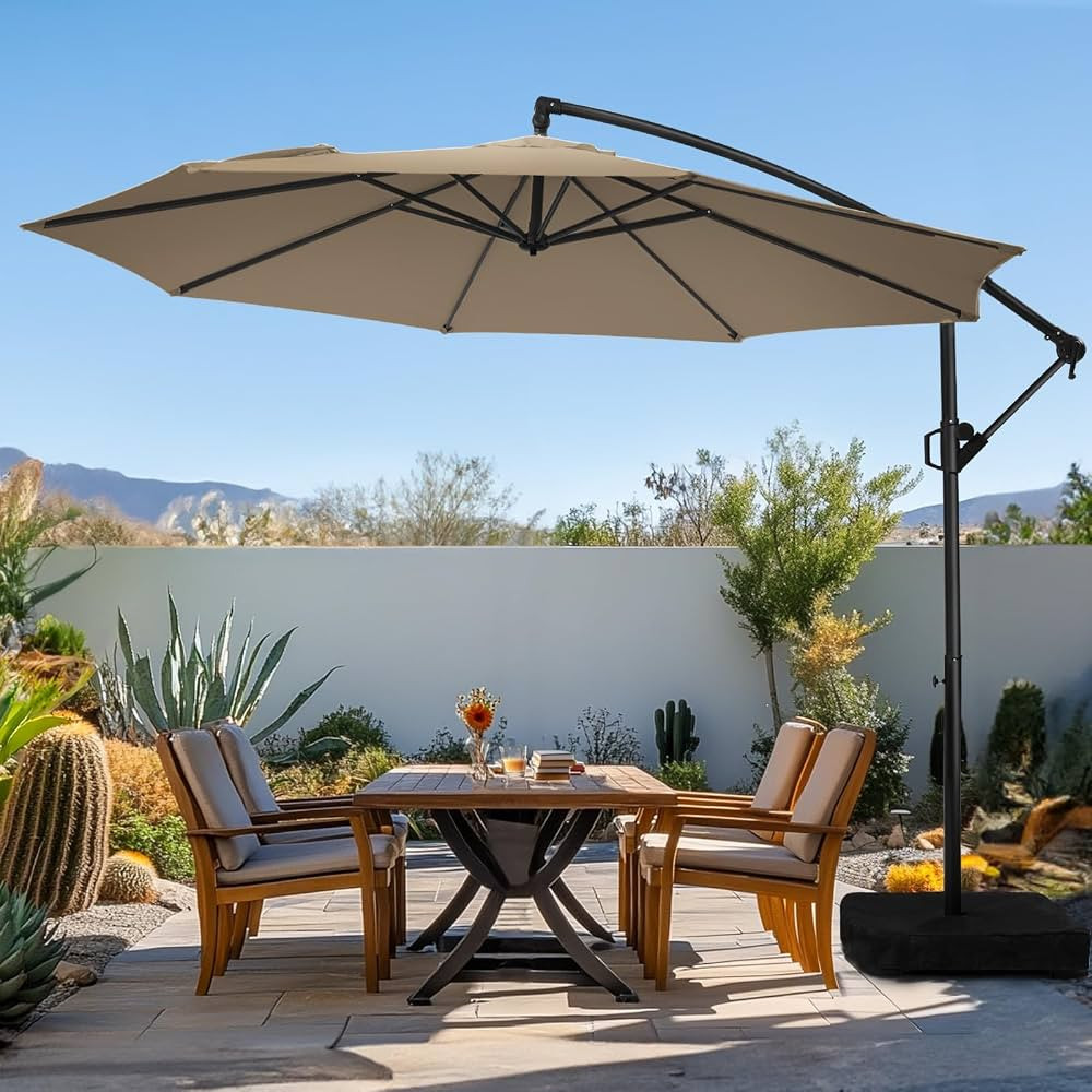wikiwiki 10ft Patio Umbrella with Base Included, Outdoor Offset Cantilever Umbrella, Infinite Til... | Amazon (US)