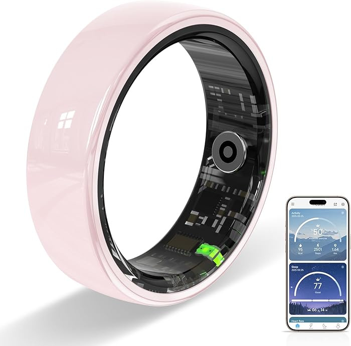 Ceramic Ring,Smart Ring for Women, Auto Exercise Recognition,Gesture Control,Fitness Tracker with... | Amazon (US)