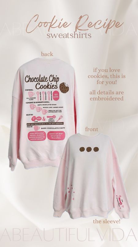 Chocolate chip cookies recipe sweatshirt 😍🍪

Oversized fit // teacher style // embroidery // valentines // galentines// spring style // comfy day 

#LTKmidsize #LTKfamily #LTKstyletip