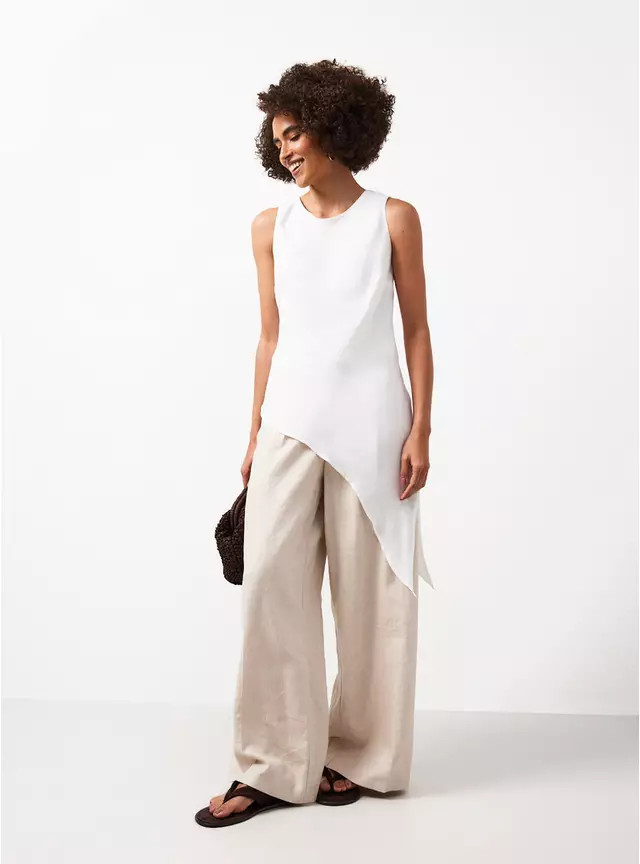 Buy White Satin Asymmetric Hem Co-ord Top 6 | Tops | Tu | Tu Clothing
