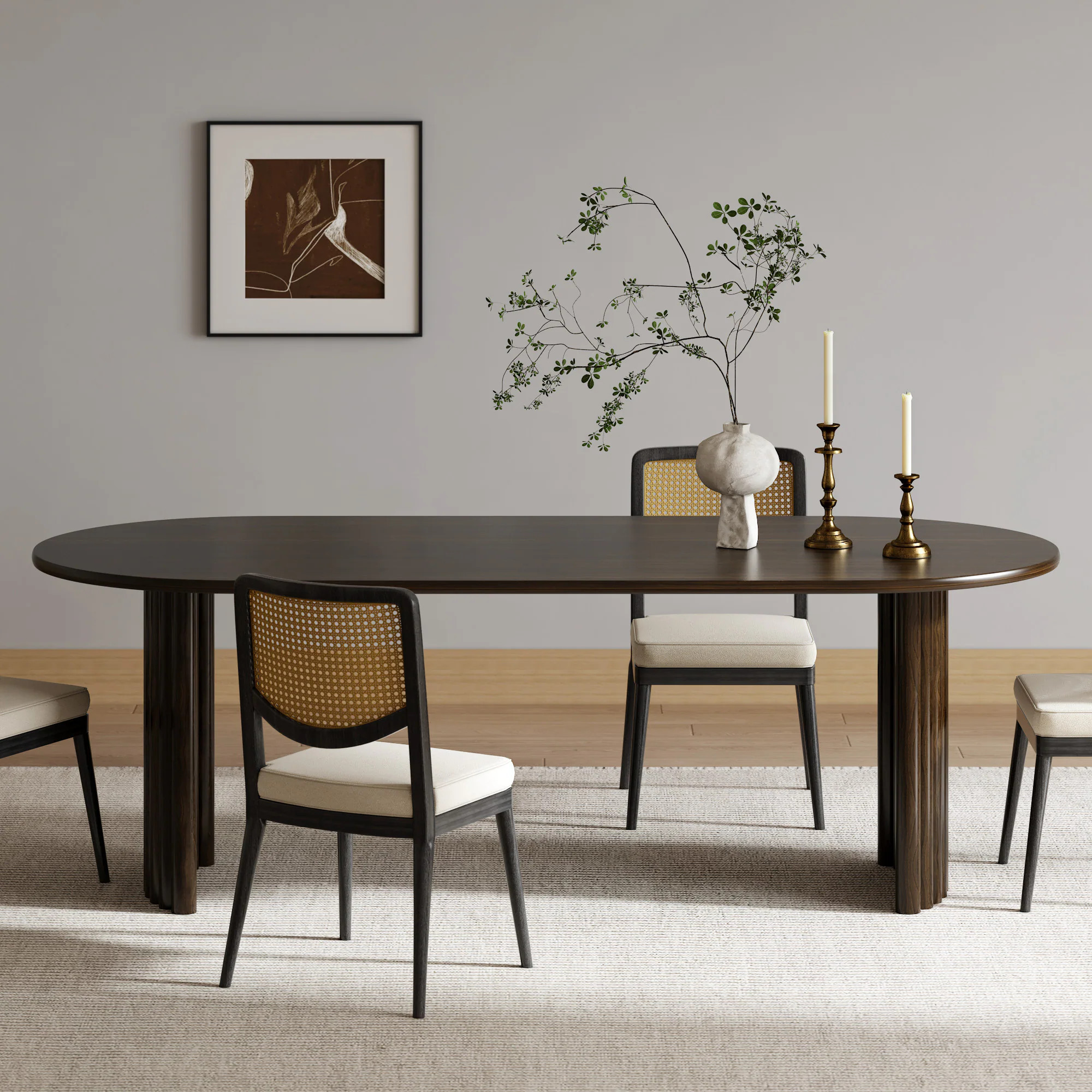 Dovelina Solid Wood Modern Dining Table Kitchen Table with Fluted Base for 6 People one_size in Brown | LS0102-091513 | Lowe's