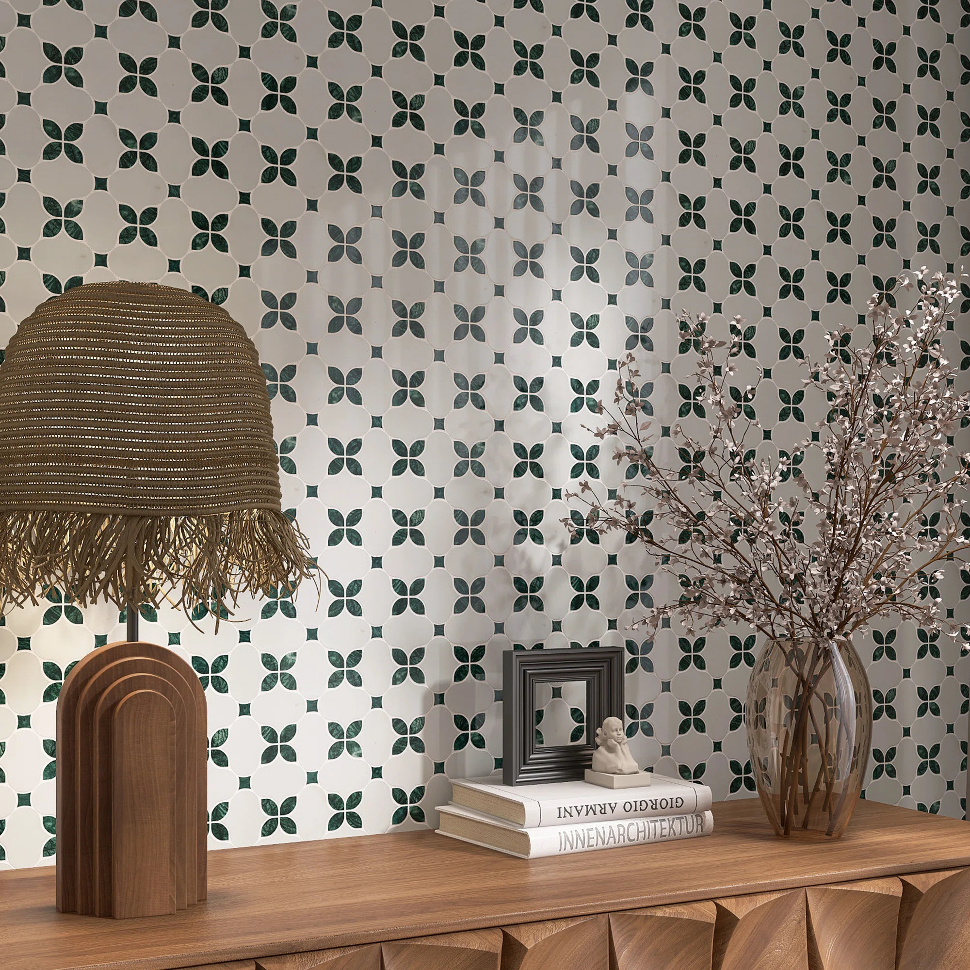 Clover Bloom 11.82 in. x 11.82 in. Floral Polished Marble Mosaic Tile | Wayfair North America