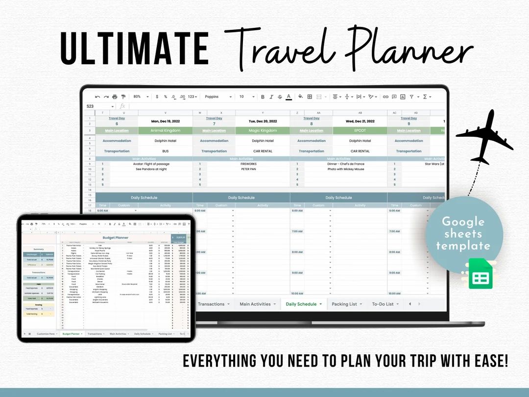 Digital Travel Planner - Google Sheets Spreadsheet - Travel Budget Planner, Trip Expense Tracker,... | Etsy (US)