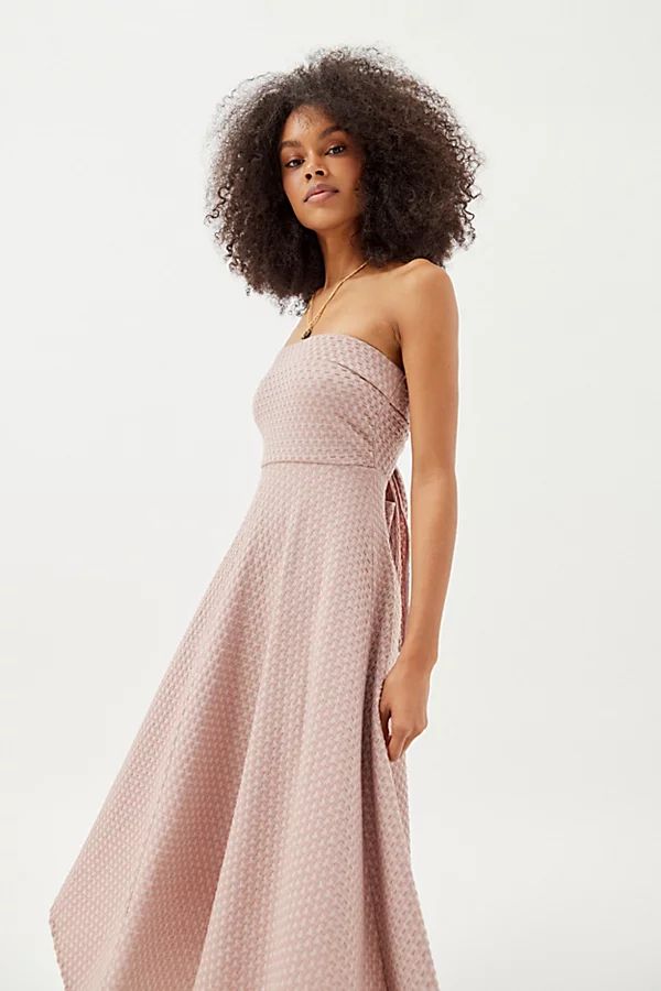 UO Madison Textured Strapless Midi Dress | Urban Outfitters (US and RoW)
