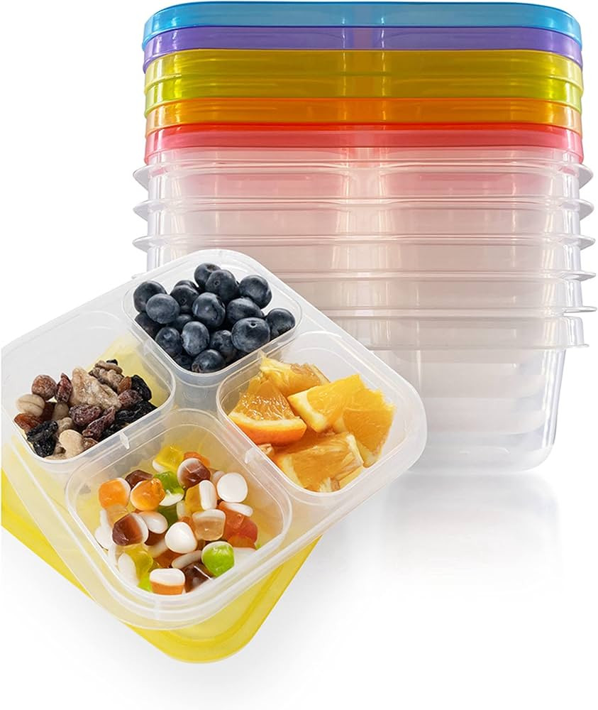 Finorder 6 Pack Snack Bento Box, 4-Compartment Reusable Snack Containers for Kids and Adults, Mea... | Amazon (US)
