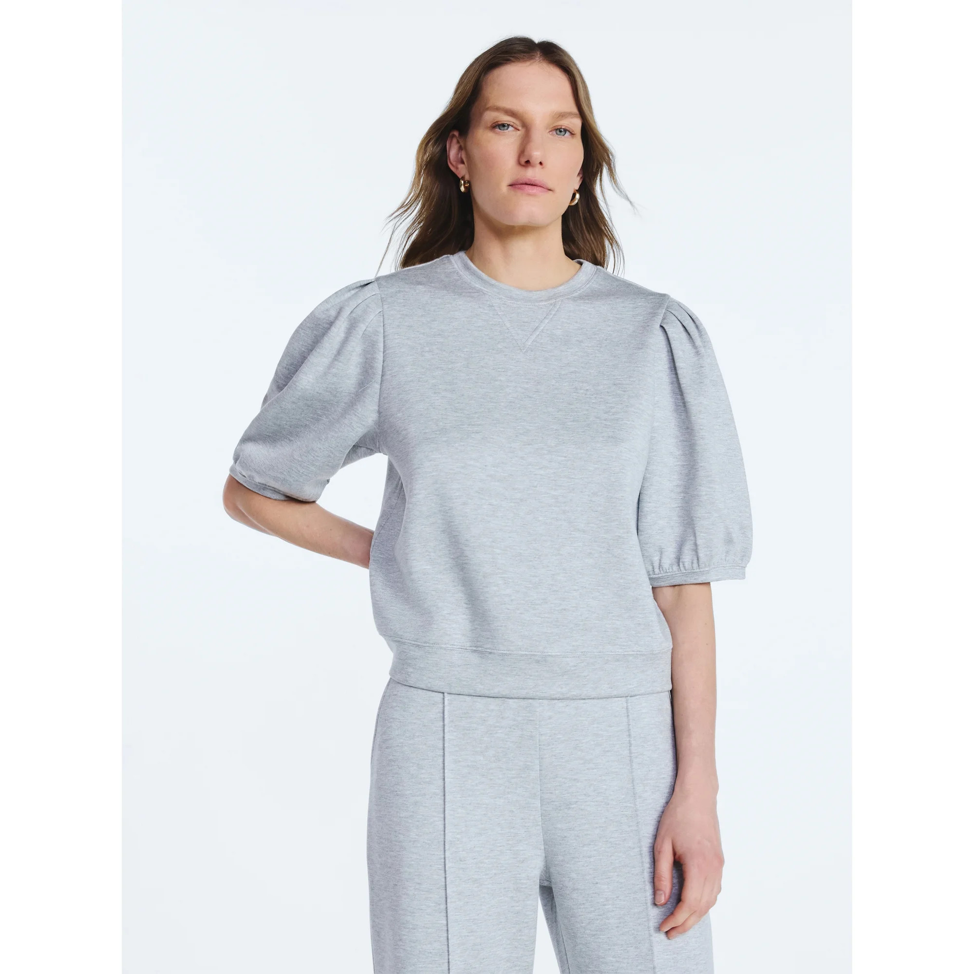 Scoop Women's and Women's Plus New Scubaknit Pleated Sleeve Top, Sizes XS-4X | Walmart (US)