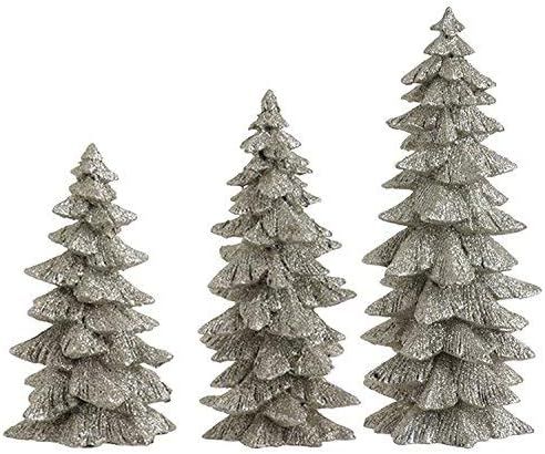 Set of 3 Silver Glittered Christmas Trees- 6.25 inches to 9.5 inches Tall | Amazon (US)