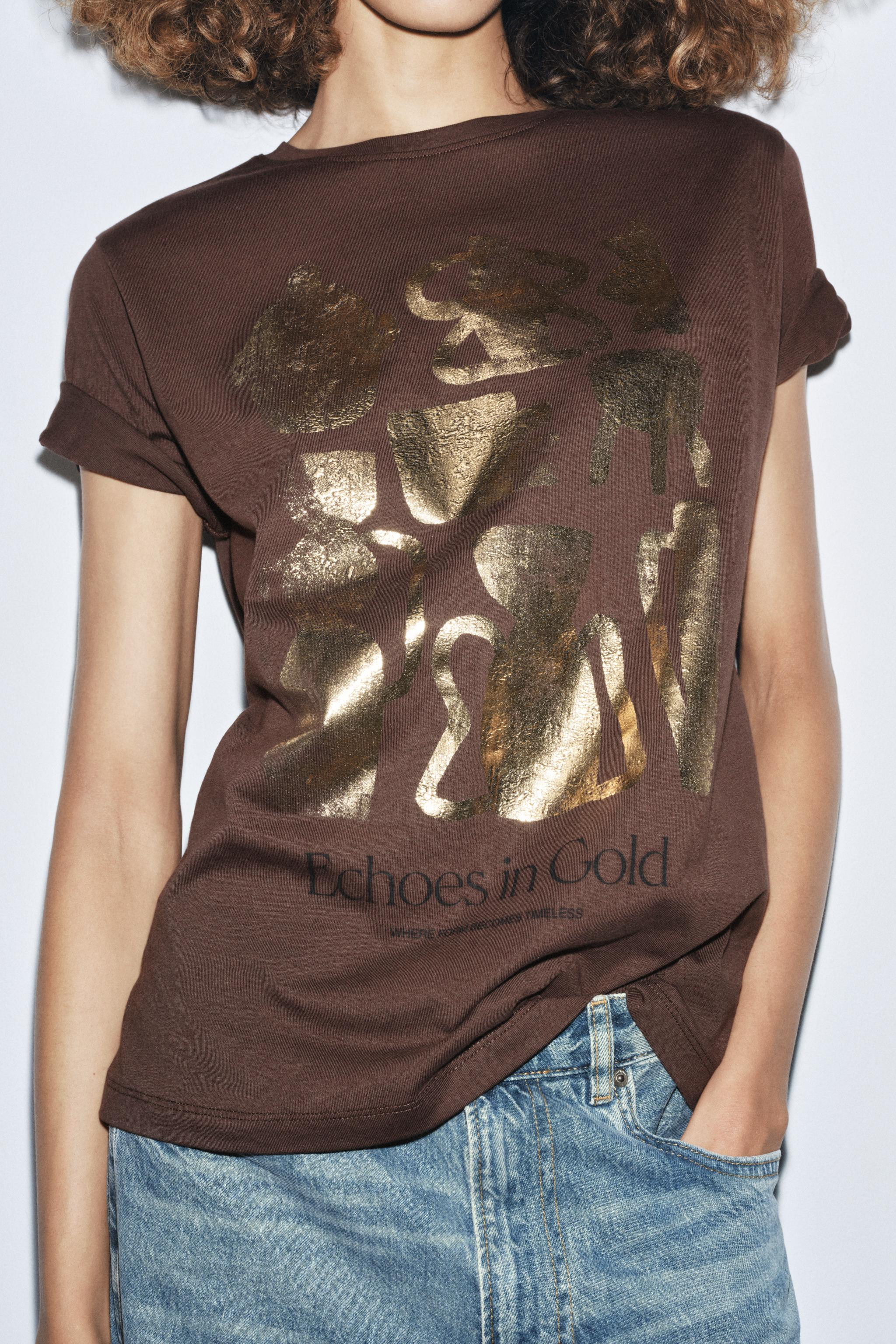 METALLIC SHORT SLEEVE T-SHIRT | Zara US
