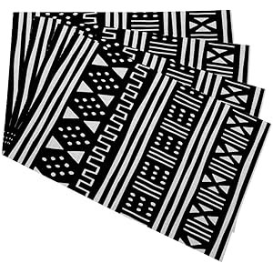 Mugod Placemats Afrocentric White Black African Mudcloth Mudprint Decorative Heat Resistant Non-S... | Amazon (US)