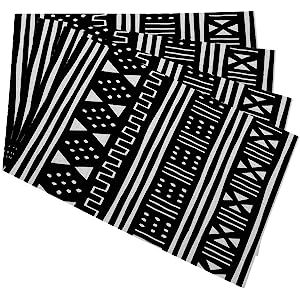 Mugod Placemats Afrocentric White Black African Mudcloth Mudprint Decorative Heat Resistant Non-S... | Amazon (US)