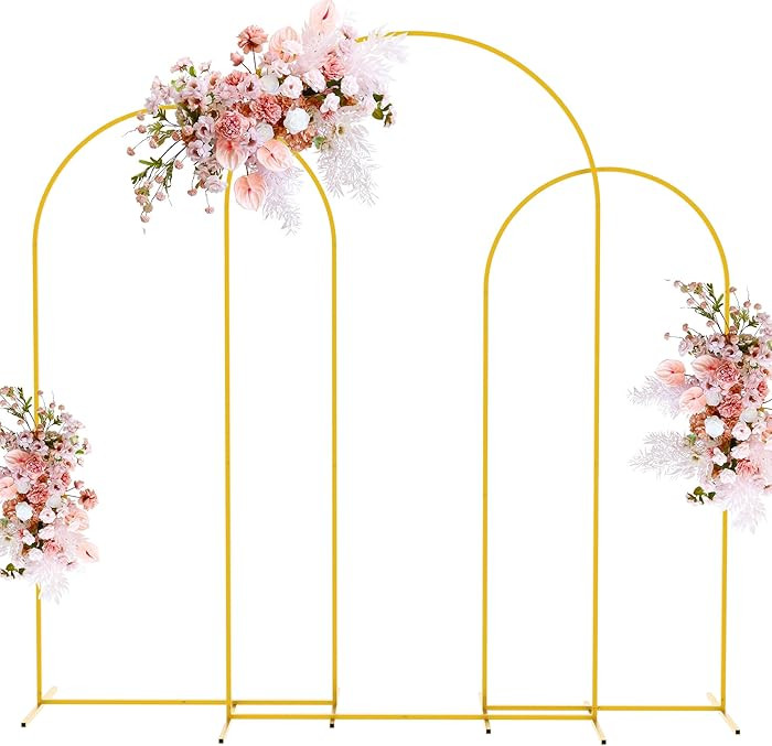 Putros Metal Arch Stand Gold Wedding Chiara Backdrop Stand Set of 3 (7.2FT,6.6FT,6FT) Square Arch... | Amazon (US)