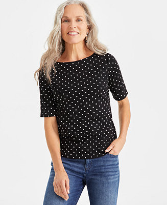 Women's Printed Elbow-Sleeve Top | Macy's