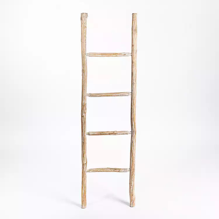Whitewashed Natural Wood Leaning Ladder | Kirkland's Home