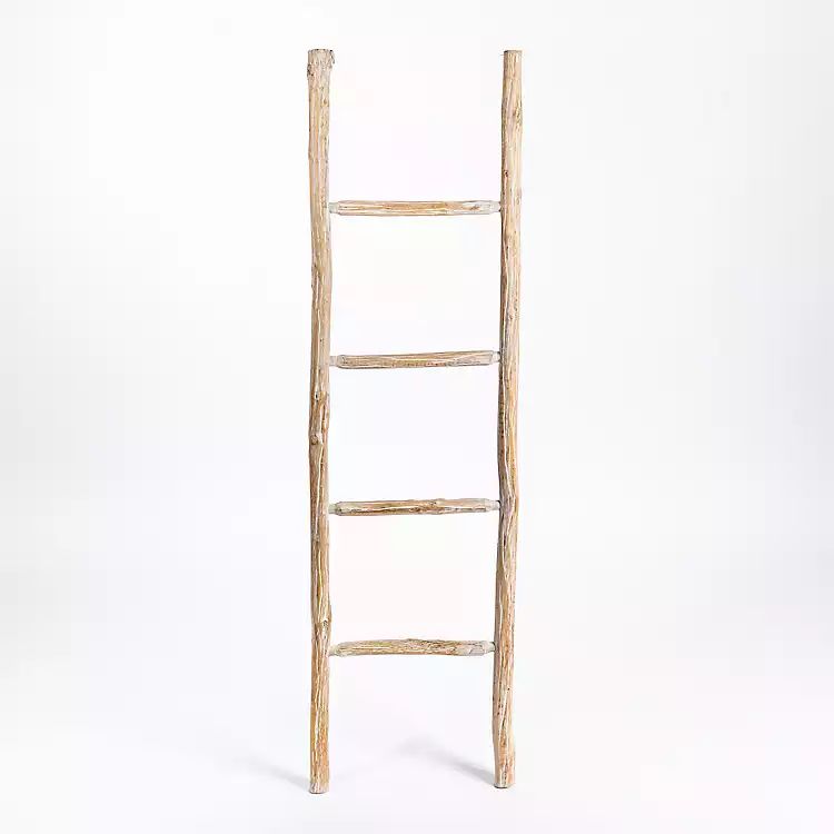 New! Whitewashed Natural Wood Leaning Ladder | Kirkland's Home