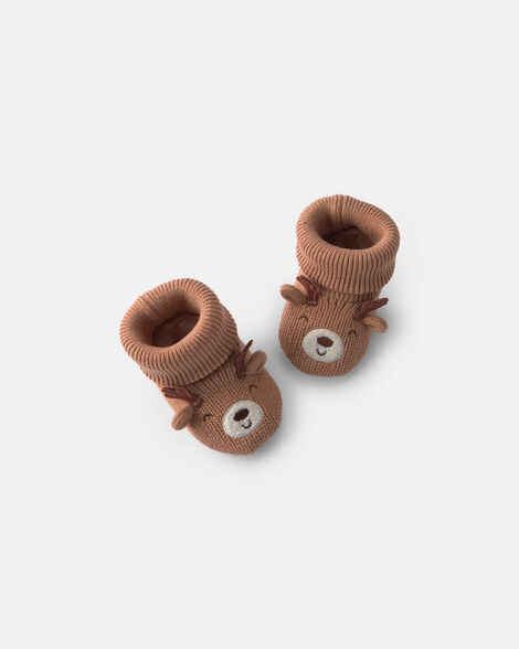 Baby Christmas Reindeer Booties - Brown | Carter's Inc