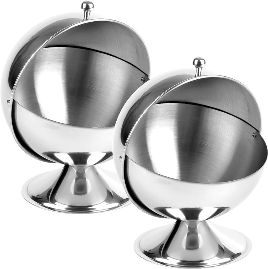 Peohud 2 Pack Stainless Steel Sugar Bowl with Roll Top, Sugar Cube Holder, Candy Jar Cookies Mint... | Amazon (US)