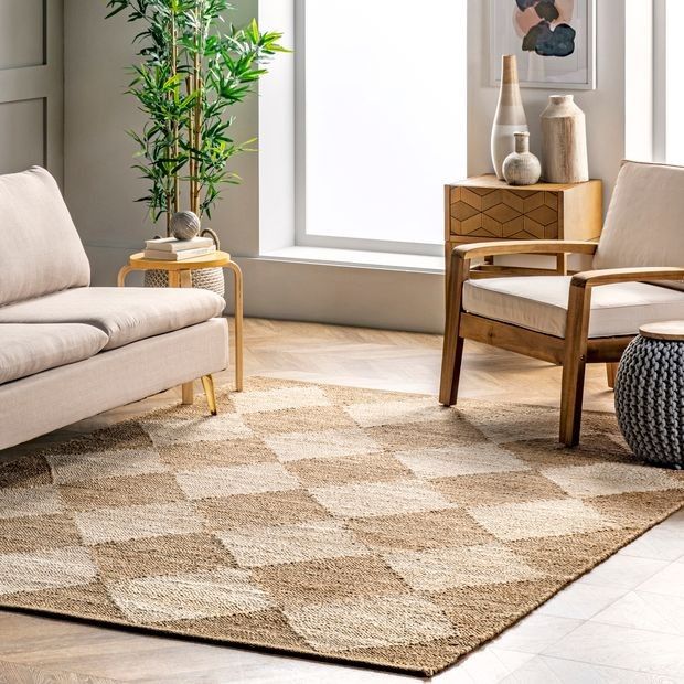 Natural Jute Checkerboard Area Rug | Rugs USA