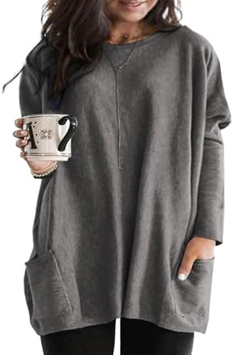 Eytino Womens Plus Size Long Sleeve Tops Crewneck Lightweight Sweatshirt Loose Casual Oversized T... | Amazon (US)