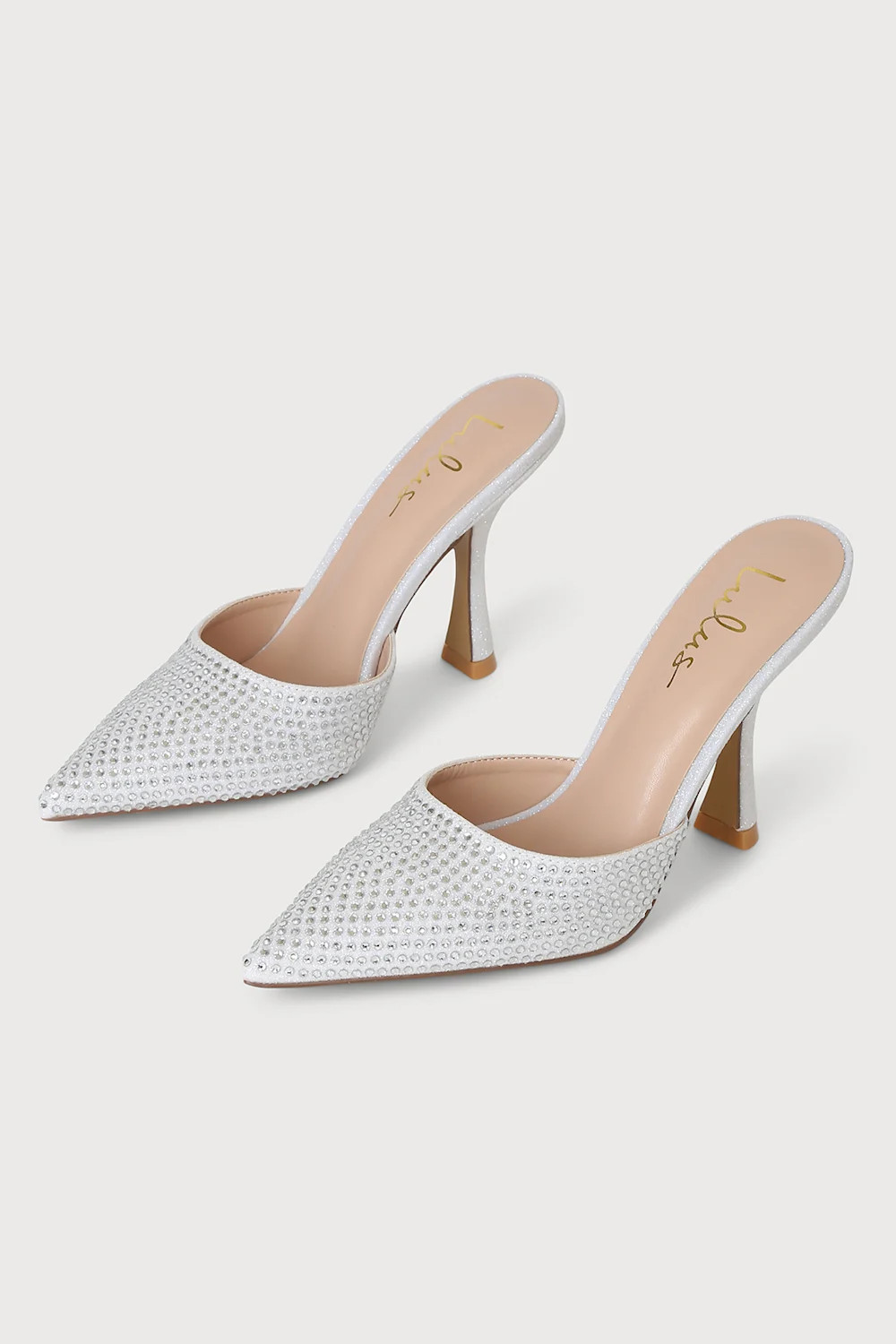 Kistler White Rhinestone Slide Mule Pumps | Lulus (US)