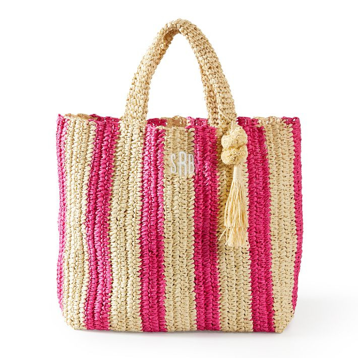 Cabana Stripe Straw Beach Tote | Mark and Graham