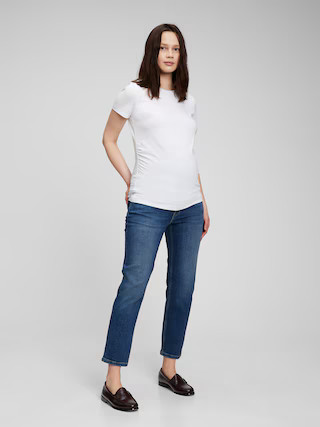 Maternity True Waistband Full Panel Cheeky Straight Jeans | Gap (US)
