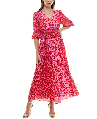 Taylor Women's Smocked-Waist Floral-Print Maxi Dress - Macy's | Macy's
