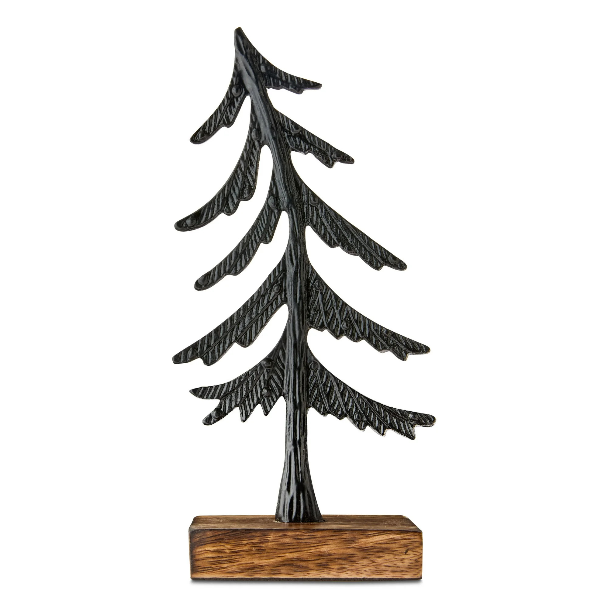 Small Metal and Wood Tilting Tree Christmas Tabletop Decoration, Black and Brown, 10.43", by Holi... | Walmart (US)