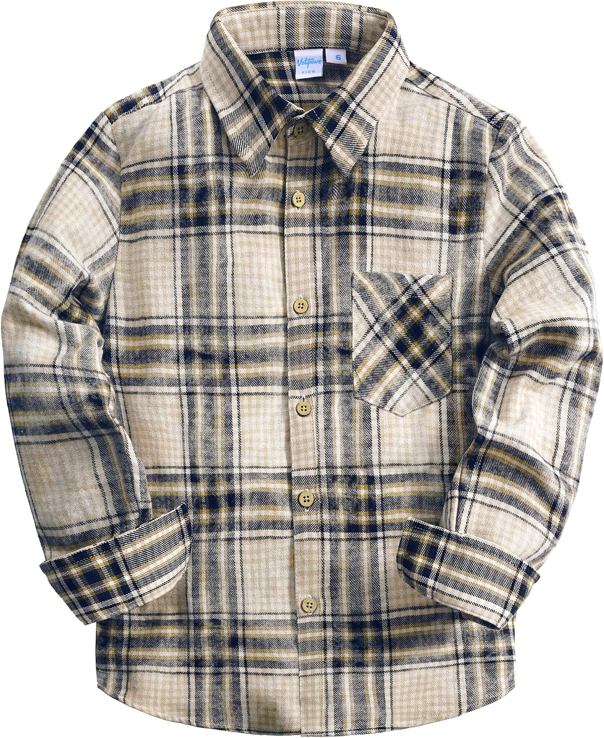 VATPAVE Boys Flannel Shirts Long Sleeve Button Down Plaid Shirt | Amazon (US)