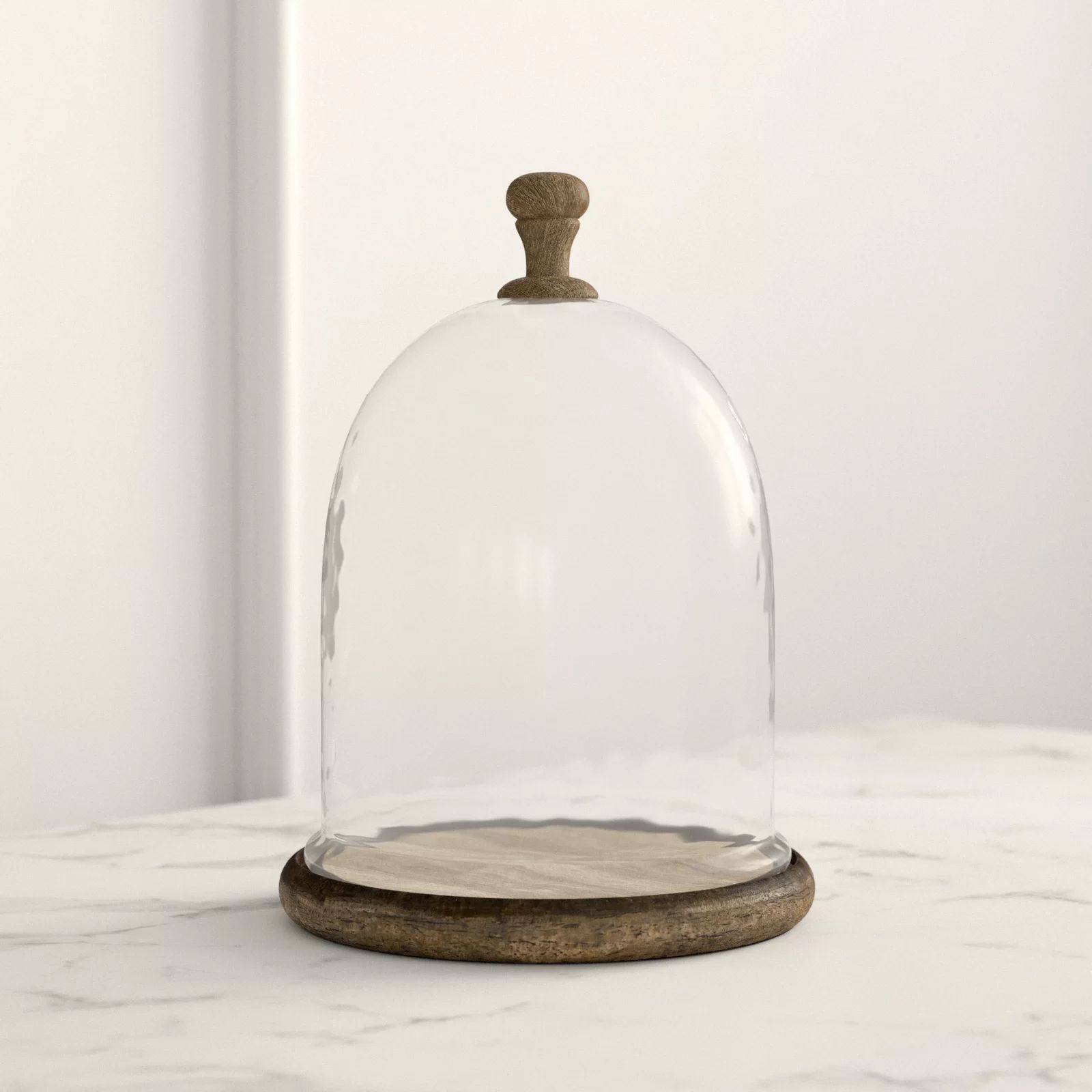 Pearson Farmhouse Dome Shaped Wood and Glass Cloche | Wayfair North America