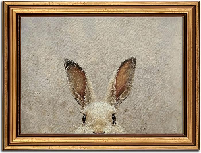 Vintage Gold Framed Wall Art for Living Room Bunny Canvas Prints Rabbit Oil Painting Picture Rust... | Amazon (US)