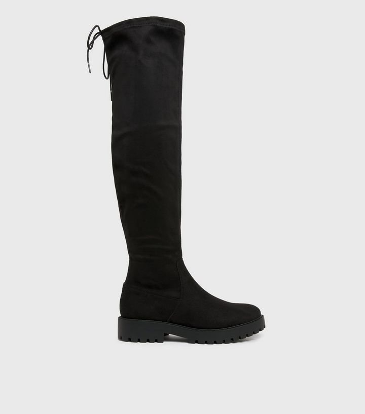 Black Suedette Chunky Over the Knee Boots
						
						Add to Saved Items
						Remove from Saved... | New Look (UK)