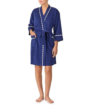 kate spade new york 3/4 Sleeve Shawl Collar Baby Terry Short Robe | Dillard's | Dillard's